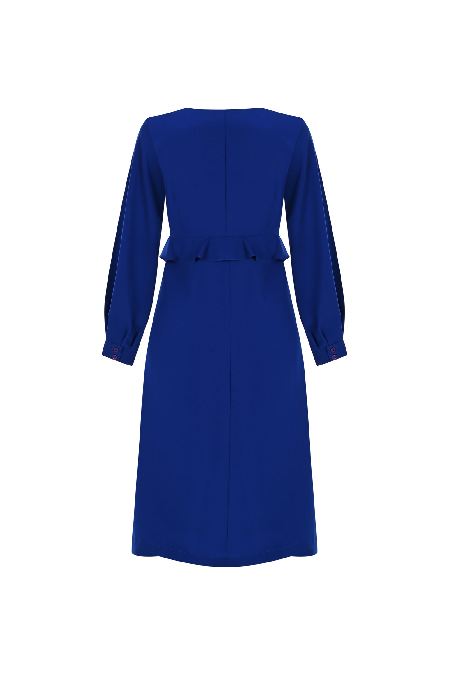 FRN LINE – Blue Midi Dress with Ruffle Detail