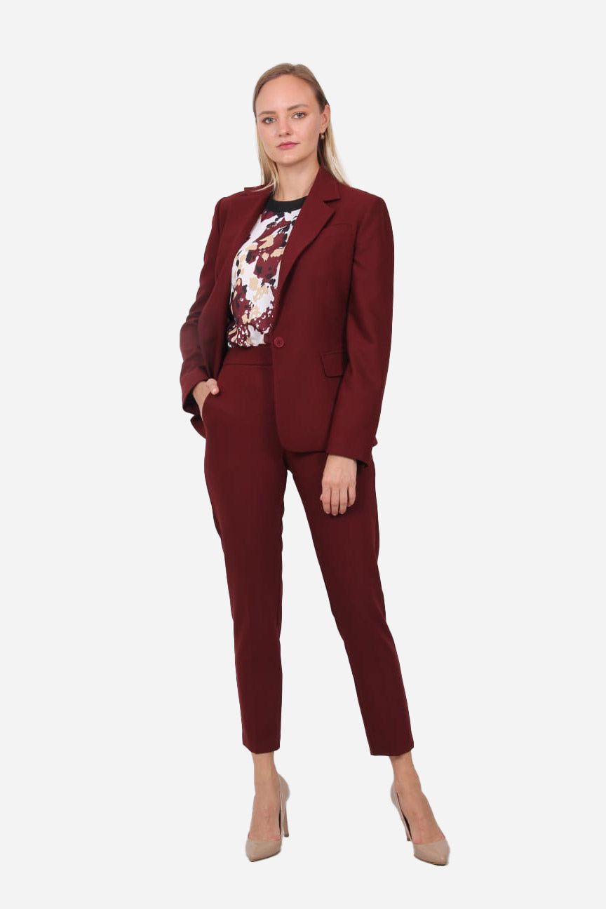 FRN LINE – Burgundy Tailored Blazer for Women FRN6105