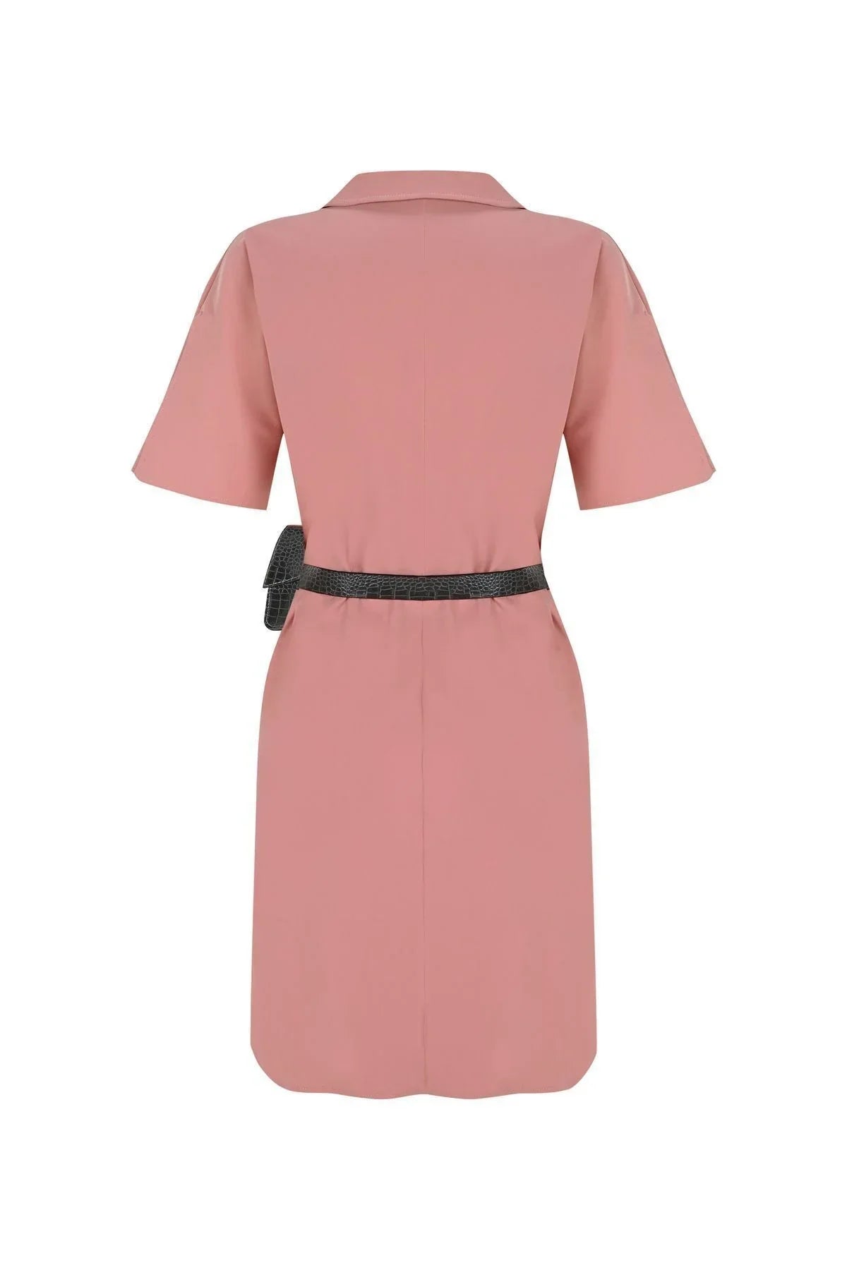 FRN LINE – Pink Double-Breasted Blazer Dress with Pocket Belt for Women FRN3022
