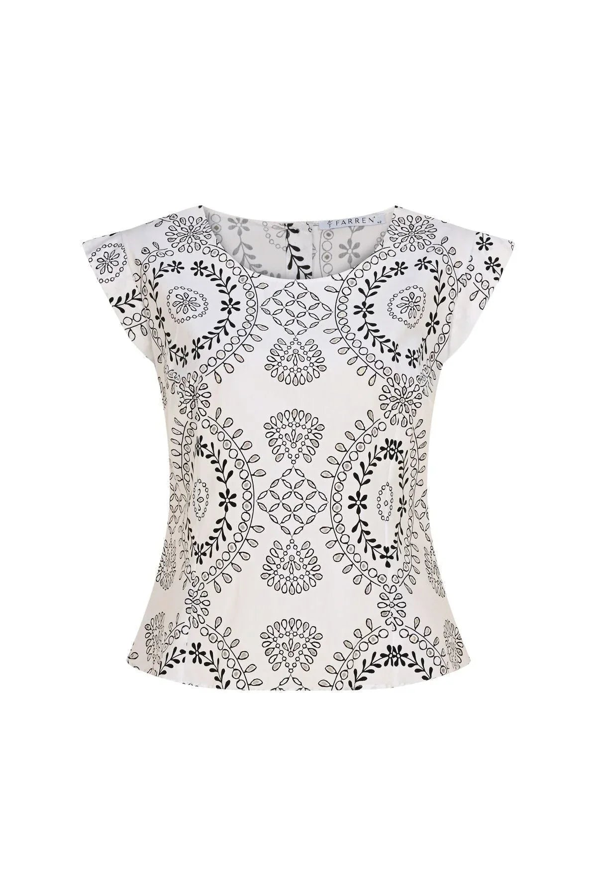 FRN LINE – Black Ethnic Pattern Buttoned Blouse