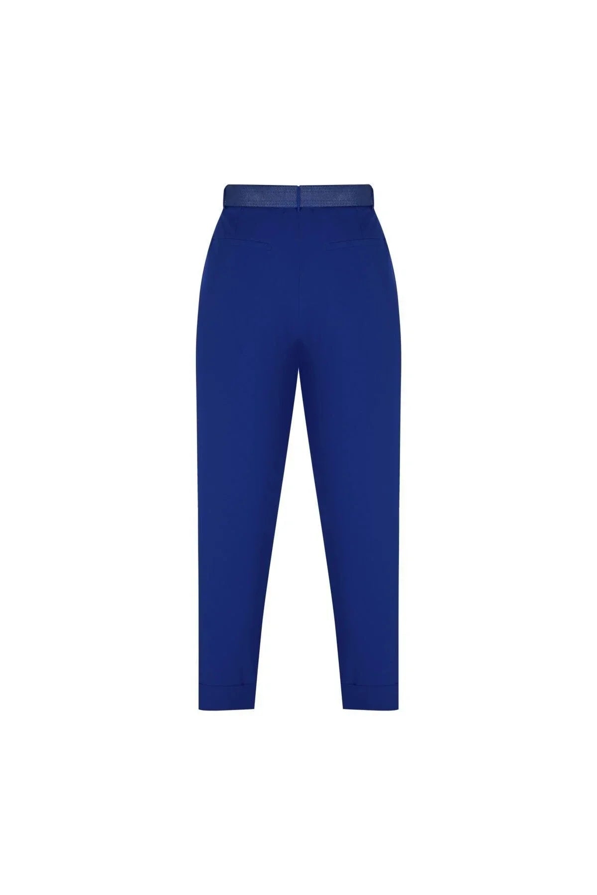FRN LINE – Blue Pleated Tapered Trousers with Belt for Women FRN2000