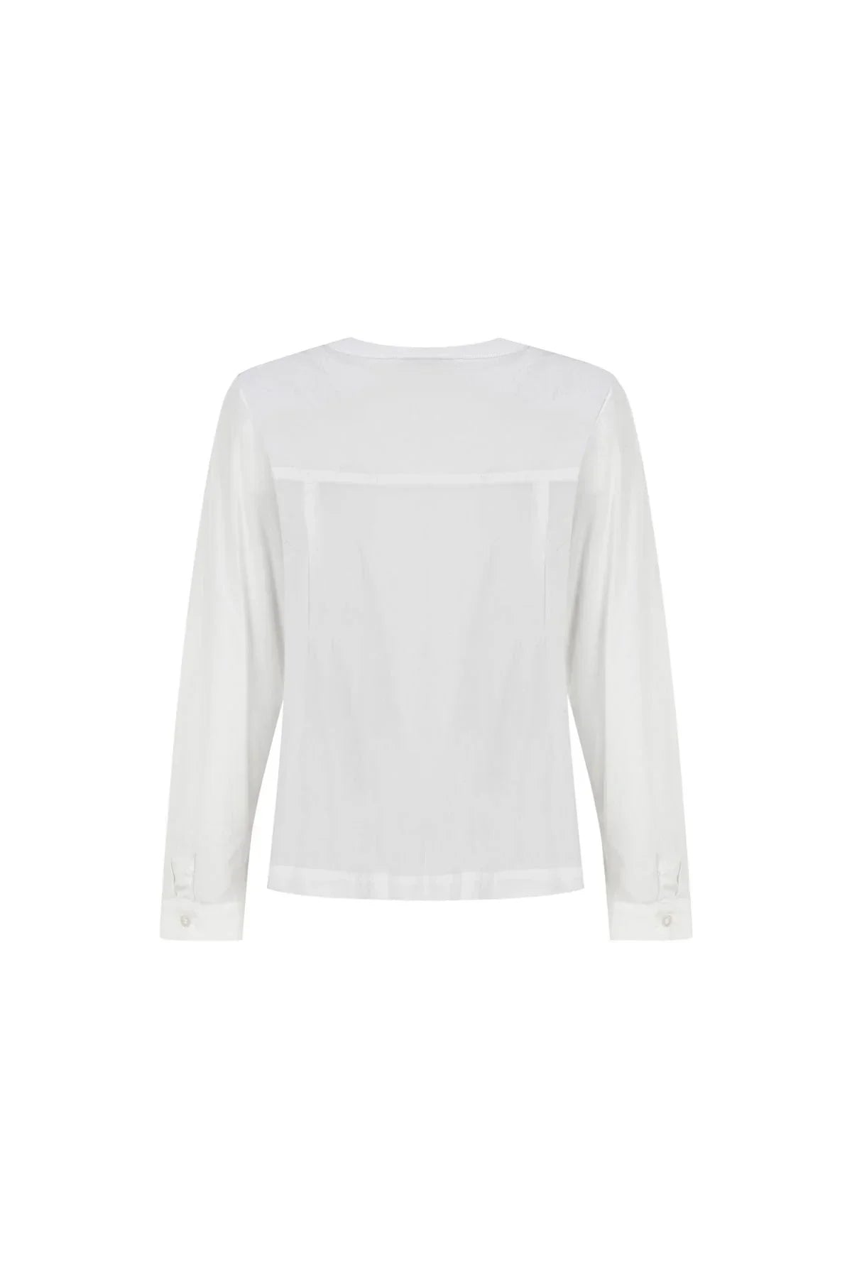 FRN LINE – White Poplin Long Sleeve Pocket Blouse for Women FRN1104