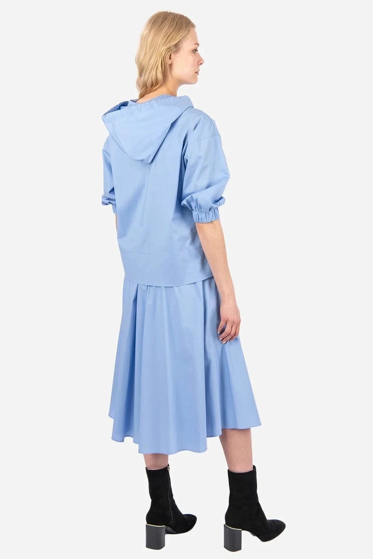 FRN LINE – Blue Hooded Floral Printed Two-Piece Set