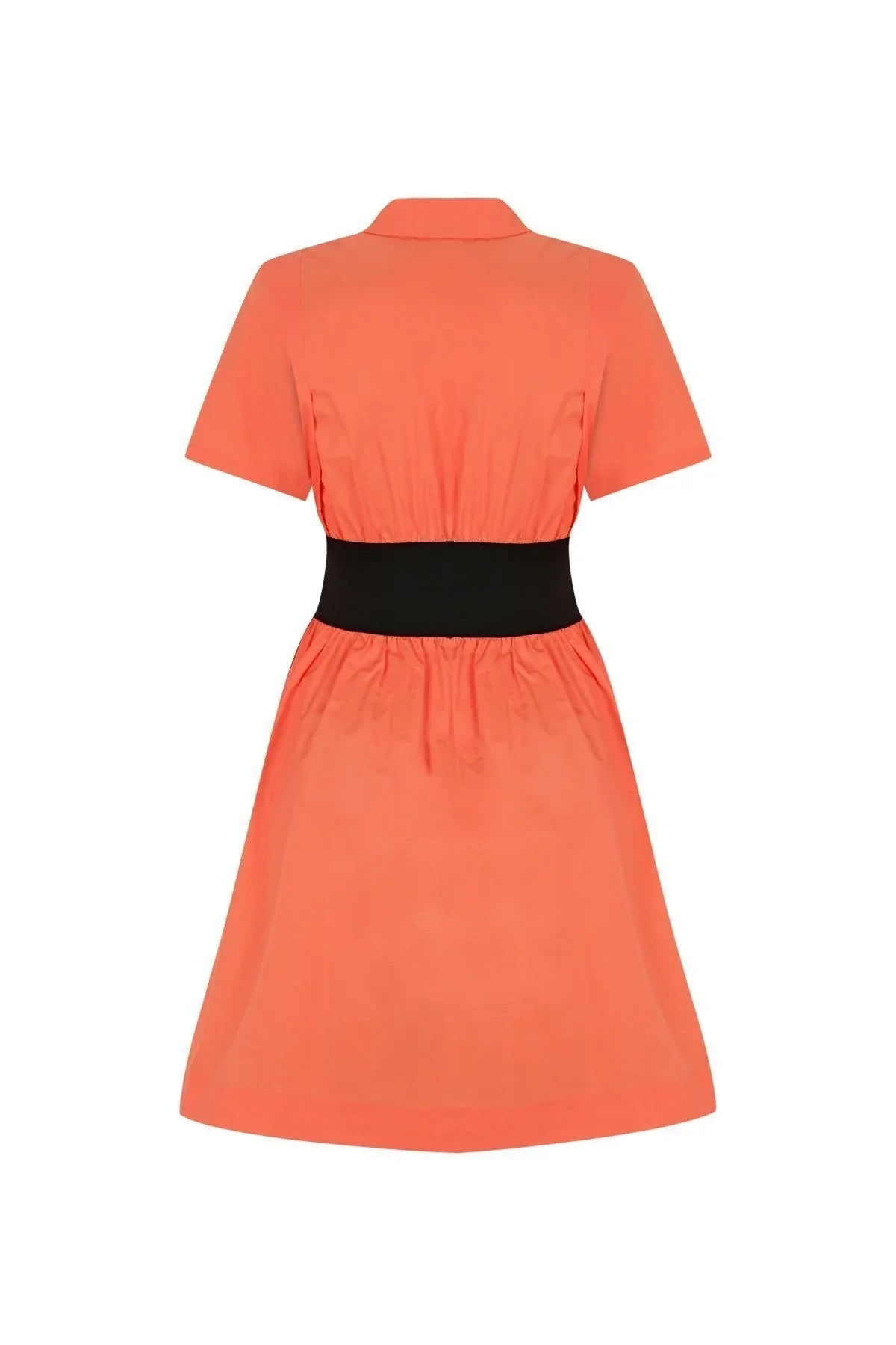 FRN LINE – Orange Colorblock Waist Cotton Shirt Dress for Women FRN30381