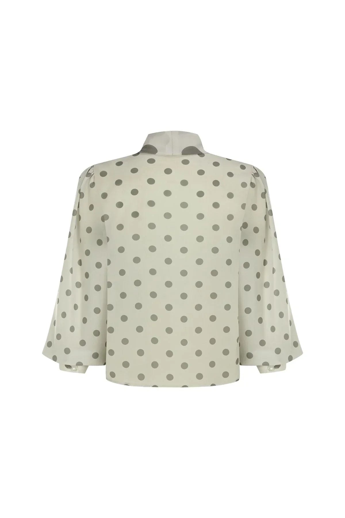 FRN LINE – Beige Tie-Neck Blouse with Pearl Buttons for Women FRN1003