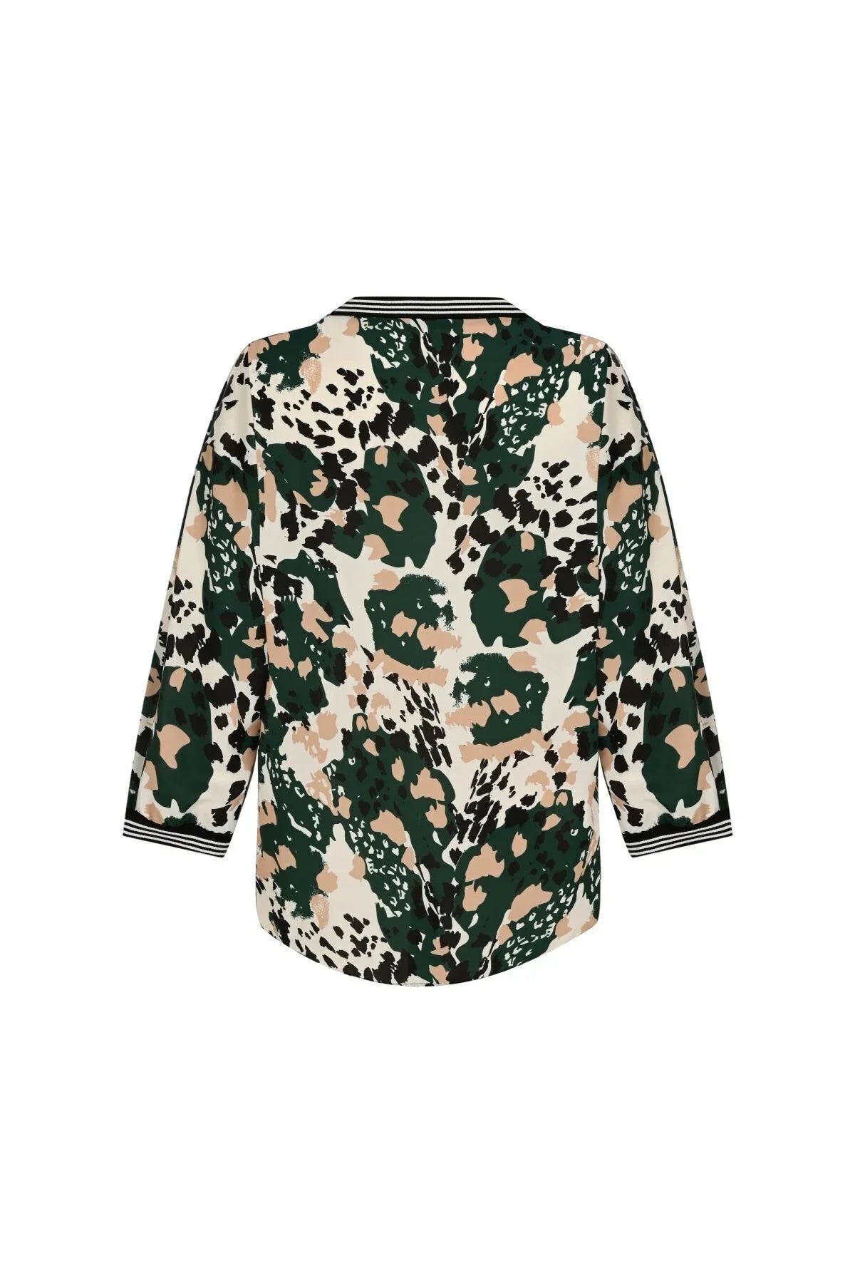 FRN LINE – Green Patterned Ribbed Buttoned Blouse for Women FRN1106