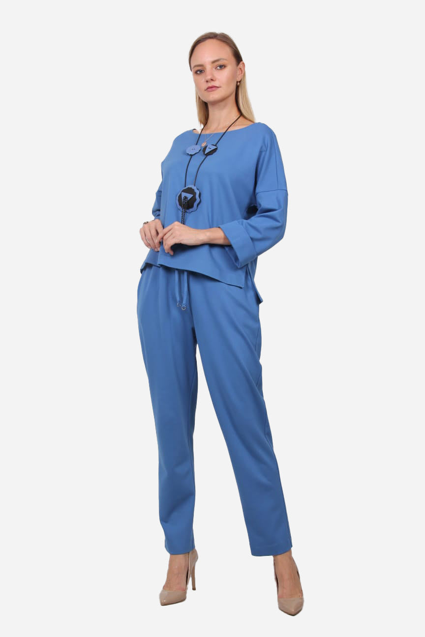 FRN LINE – Blue Relaxed Double Cuff Knitwear Set for Women FRN6102