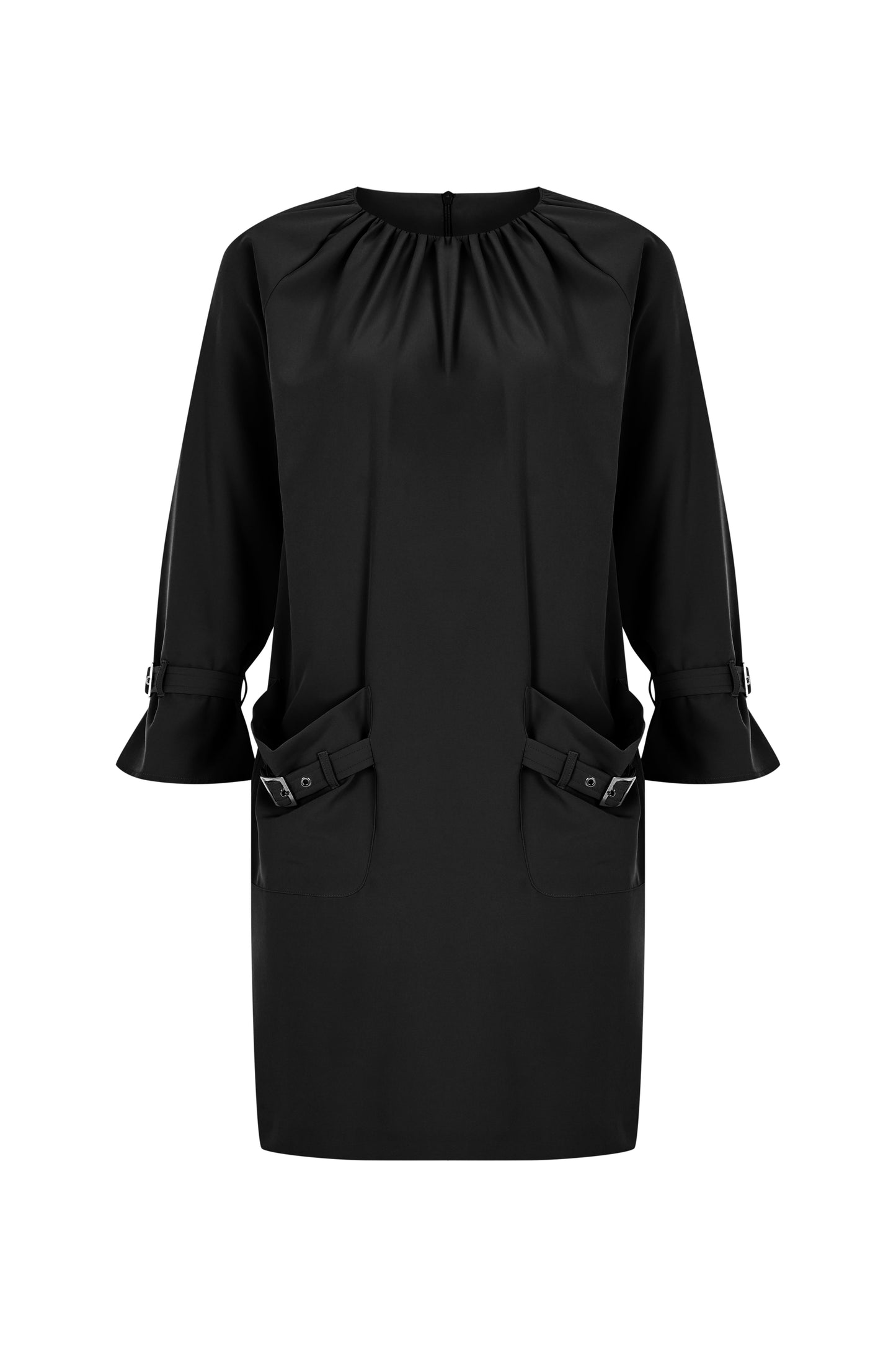 FRN LINE – Black Buckle Detail Mini Dress for Women FRN3003