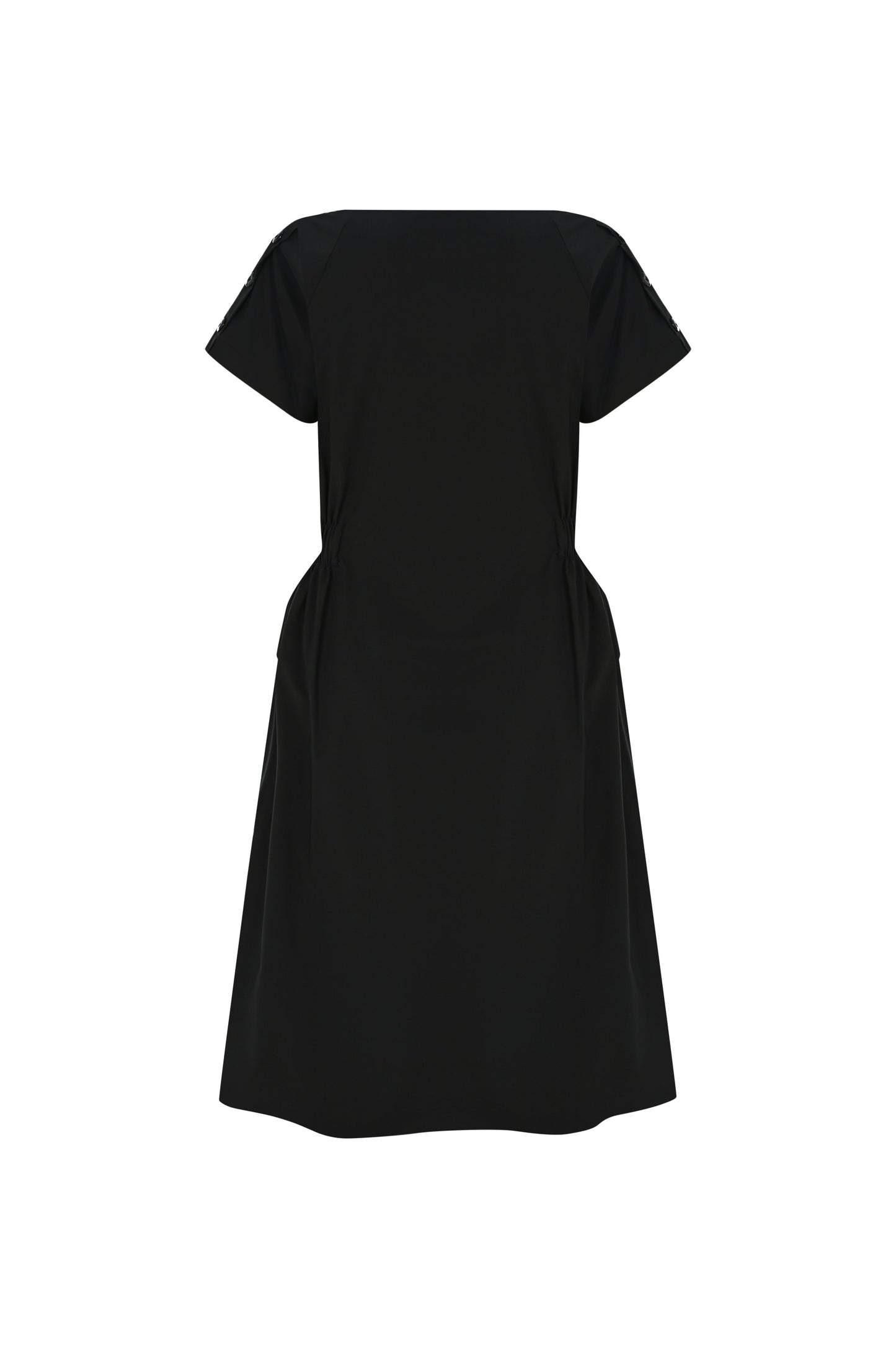 FRN LINE – Black Floral Script Print Pocket Midi Dress for Women FRN30398