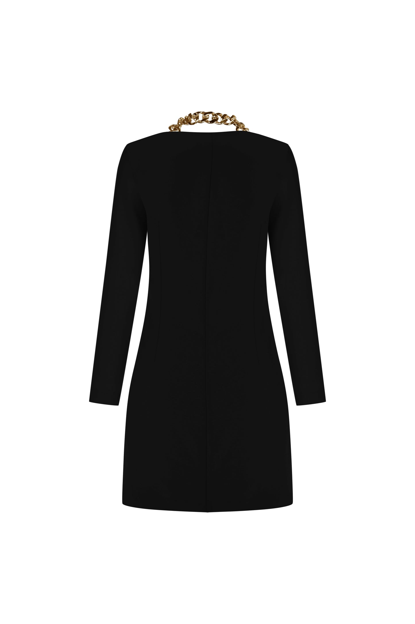 FRN LINE – Black Chain-Detail Long Sleeve Mini Dress for Women FRN3100