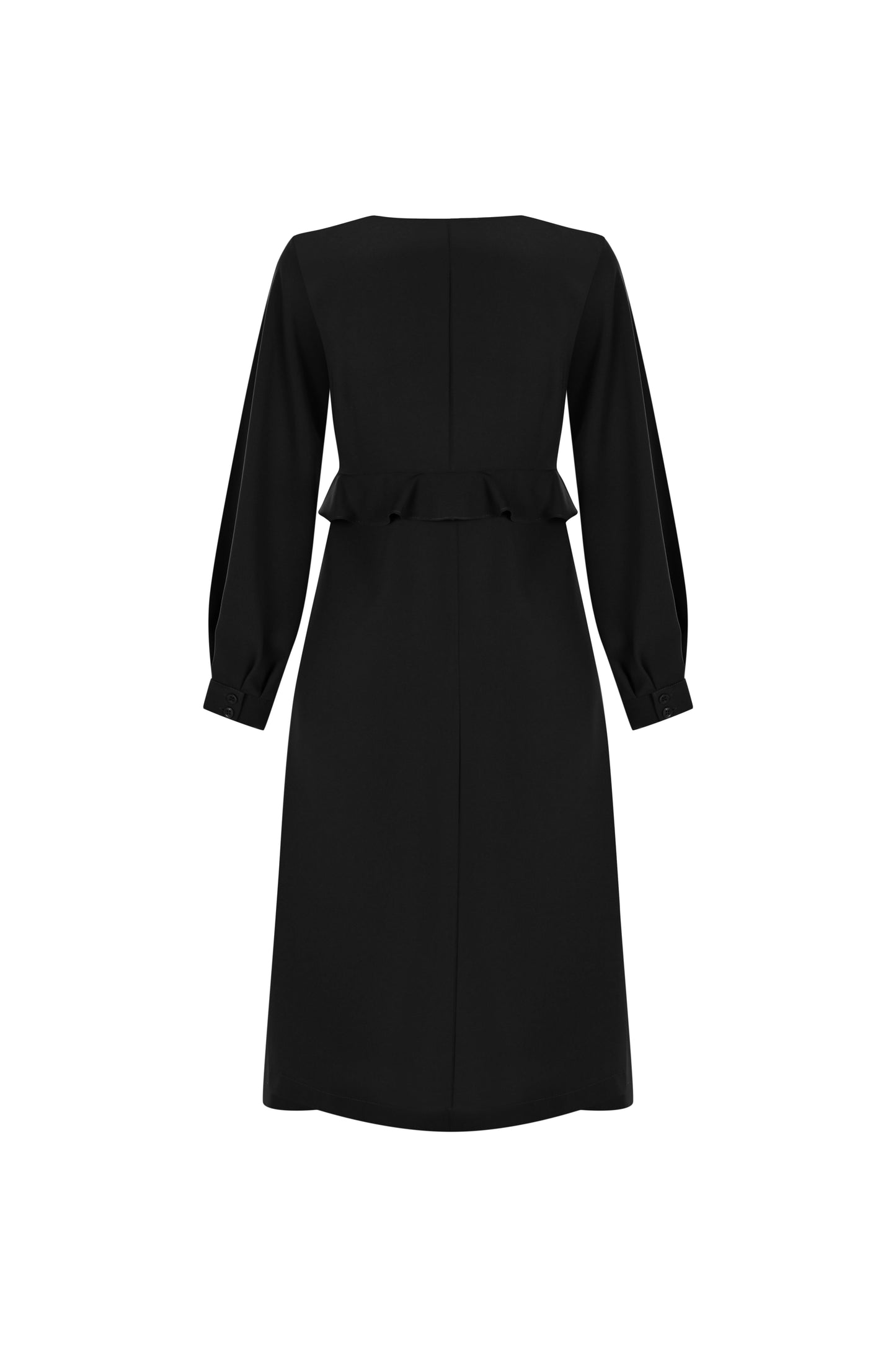 FRN LINE – Black Ruffle Detail Midi Dress