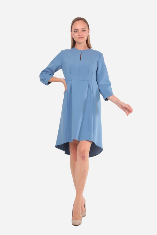 FRN LINE – Blue Modern-Fit Dress with Pockets for Women
