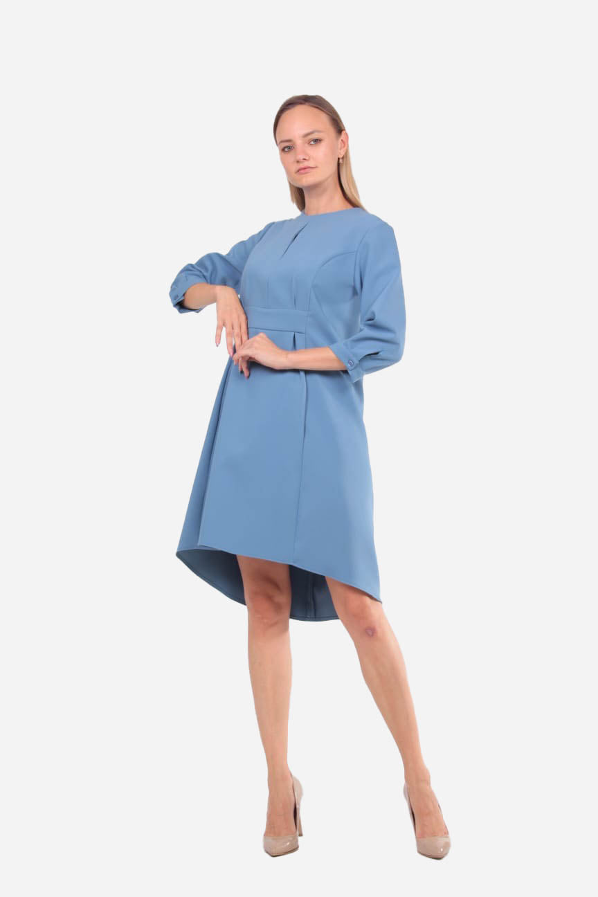 FRN LINE – Blue Modern-Fit Dress with Pockets for Women