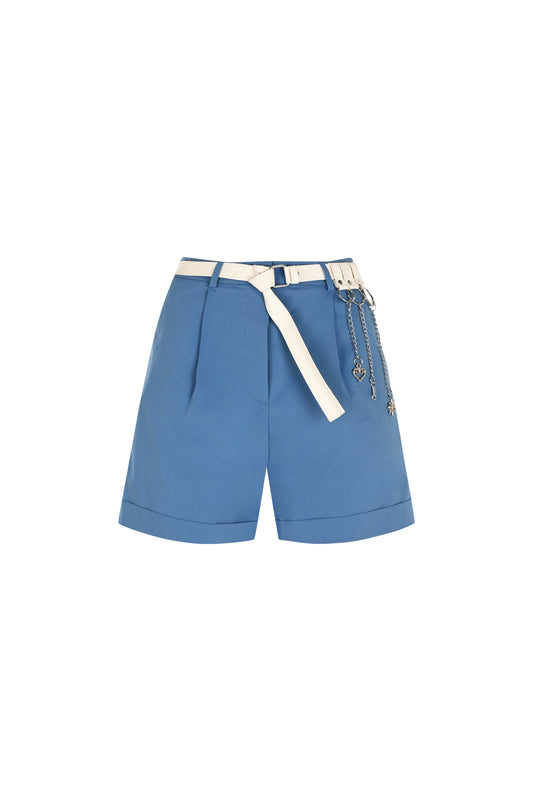 FRN LINE – Blue Shorts with White Belt & Chain Details