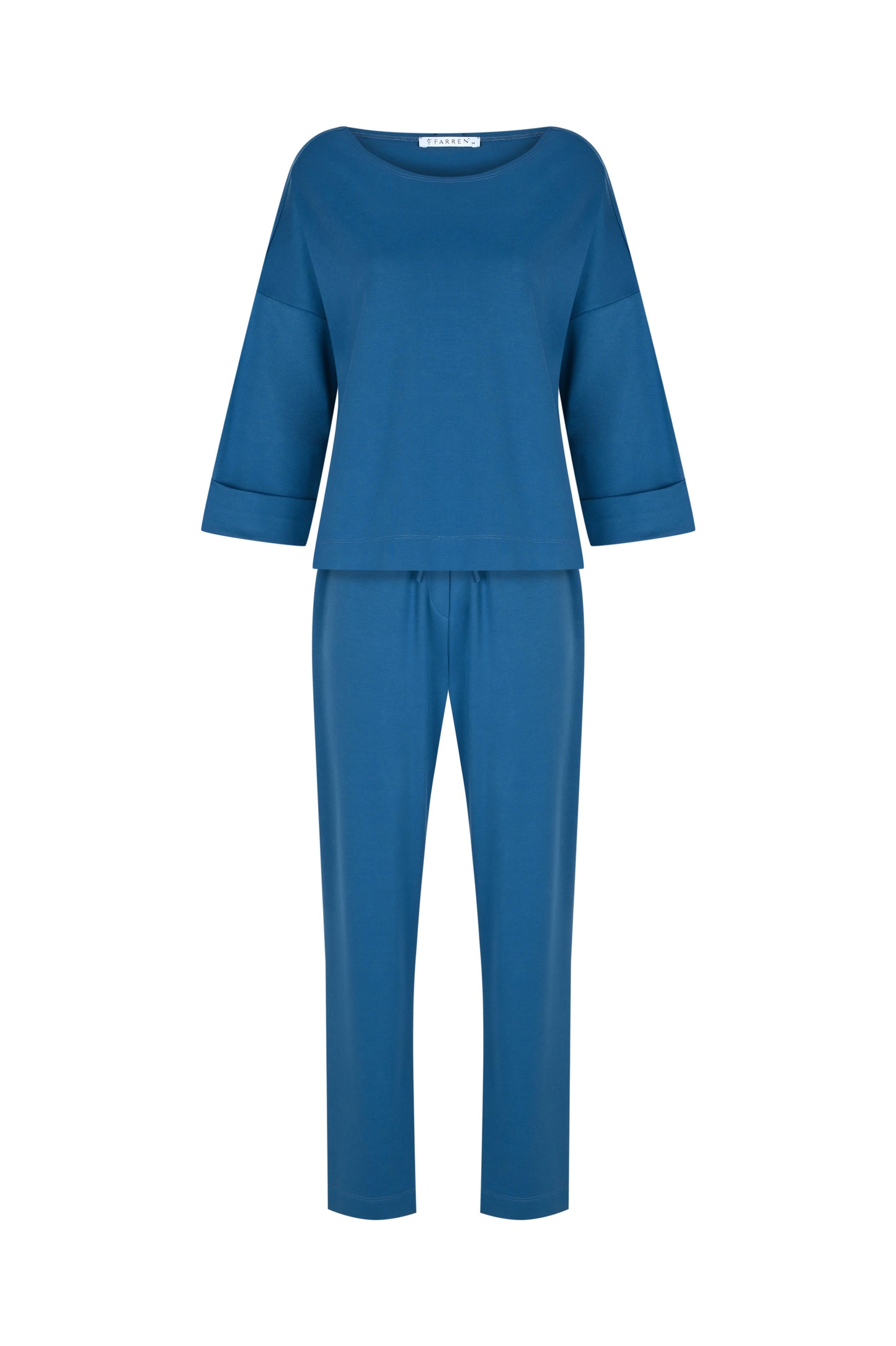 FRN LINE – Blue Relaxed Double Cuff Knitwear Set for Women FRN6102