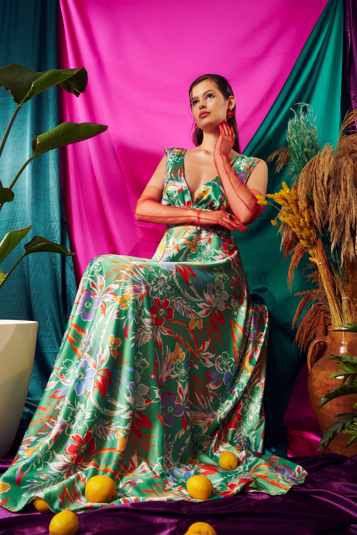 Alba – Floral Maxi Dress on Midnight Base