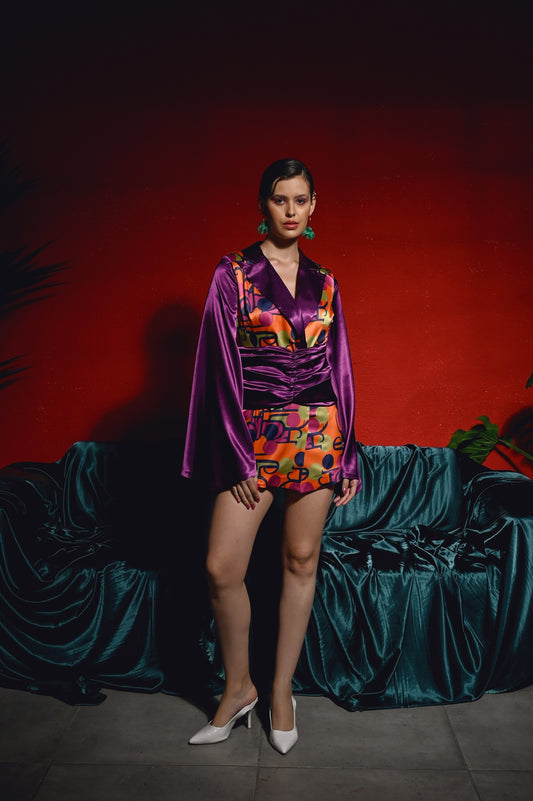 Noema – Cropped Kimono Jacket in Sunset Pop
