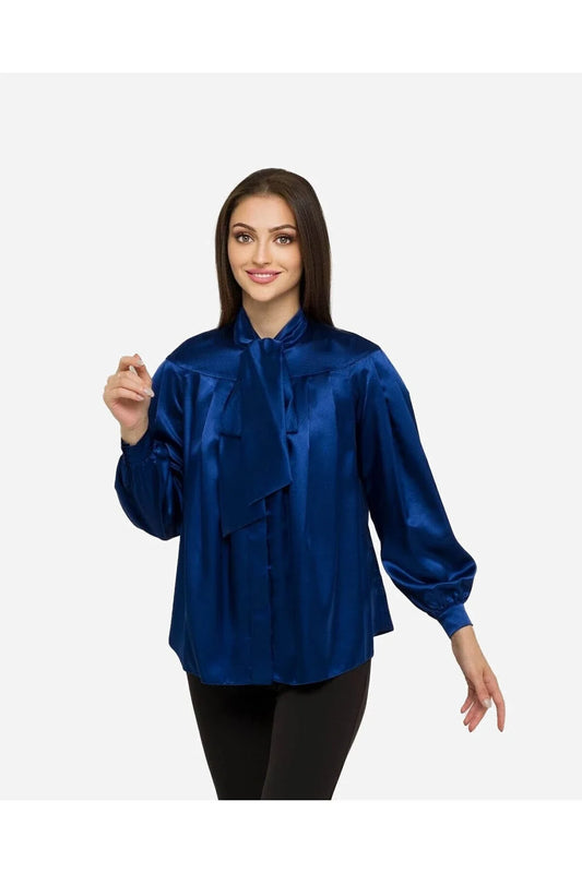 FRN LINE – Navy Satin Blouse for Women