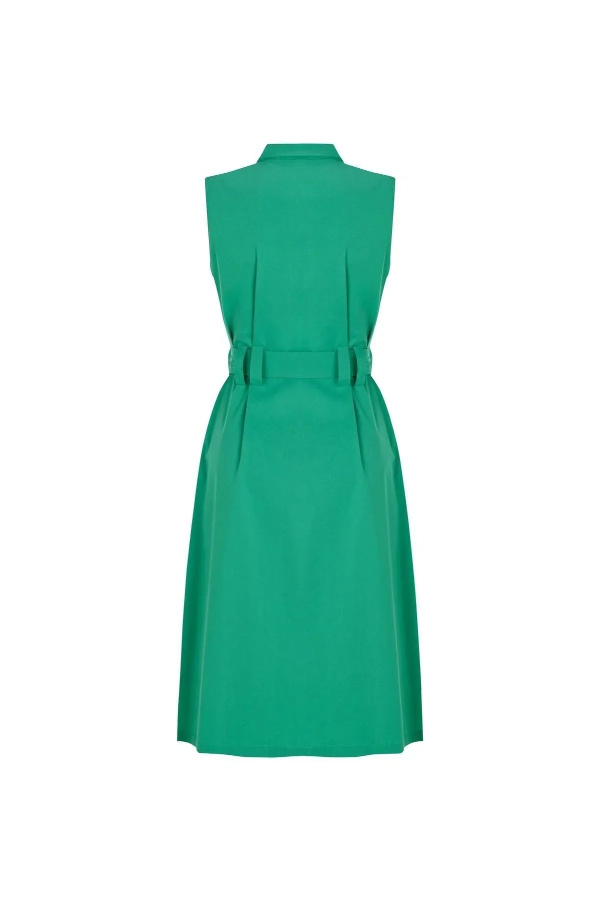 FRN LINE – Green Belted Sleeveless Shirt Dress for Women FRN30397