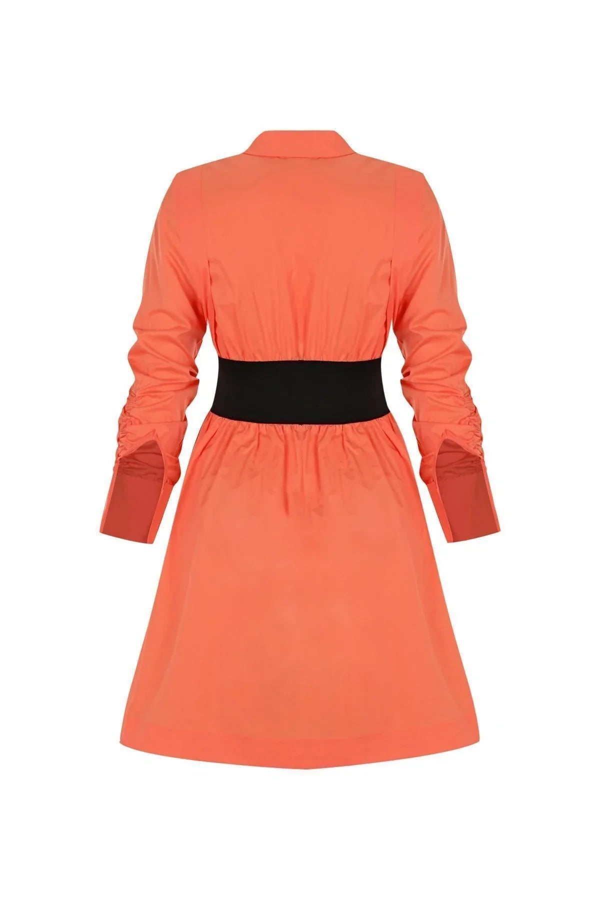 FRN LINE – Orange Cotton Long-Sleeve Knee-Length Dress for Women