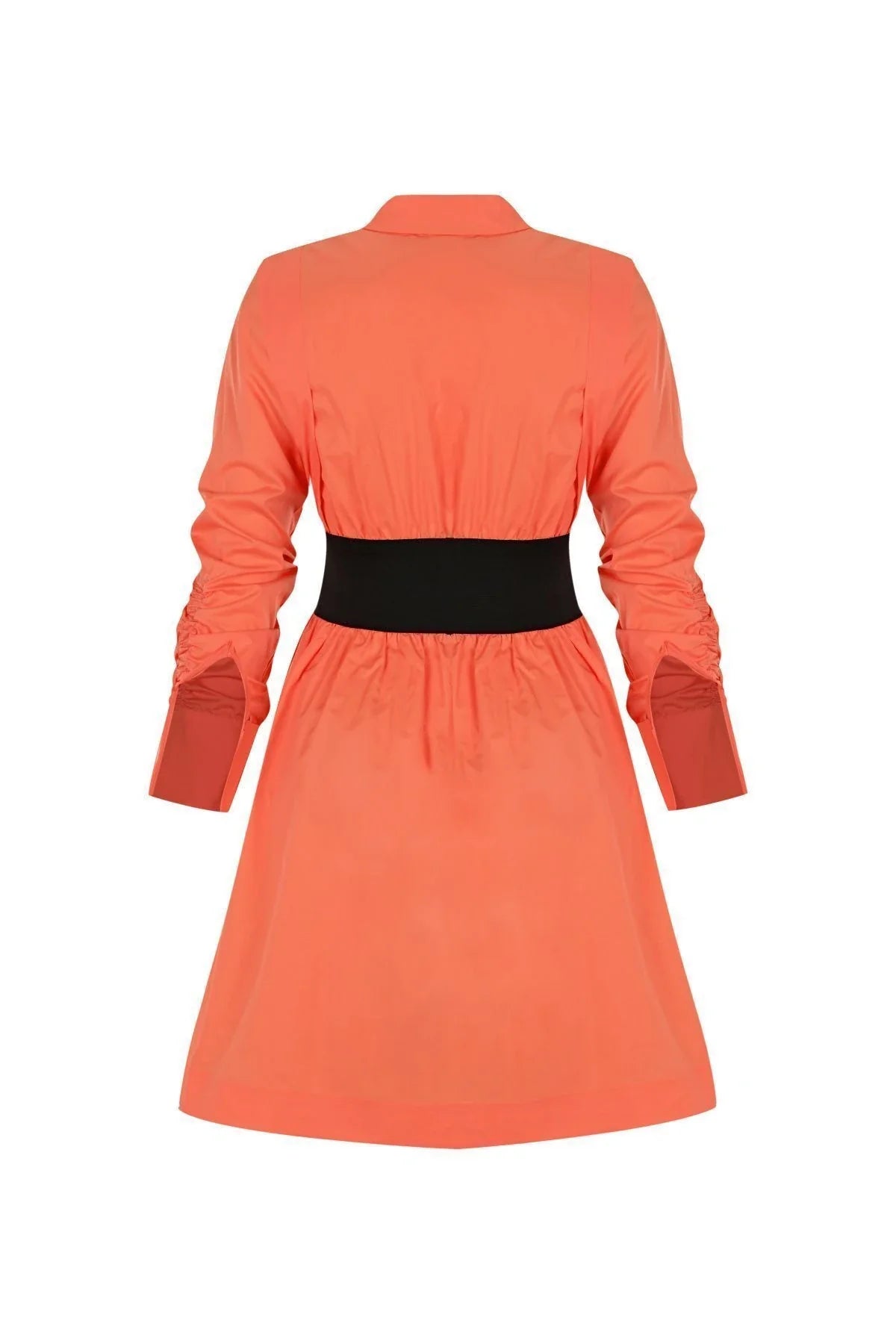 FRN LINE – Orange Cotton Long-Sleeve Knee-Length Dress for Women