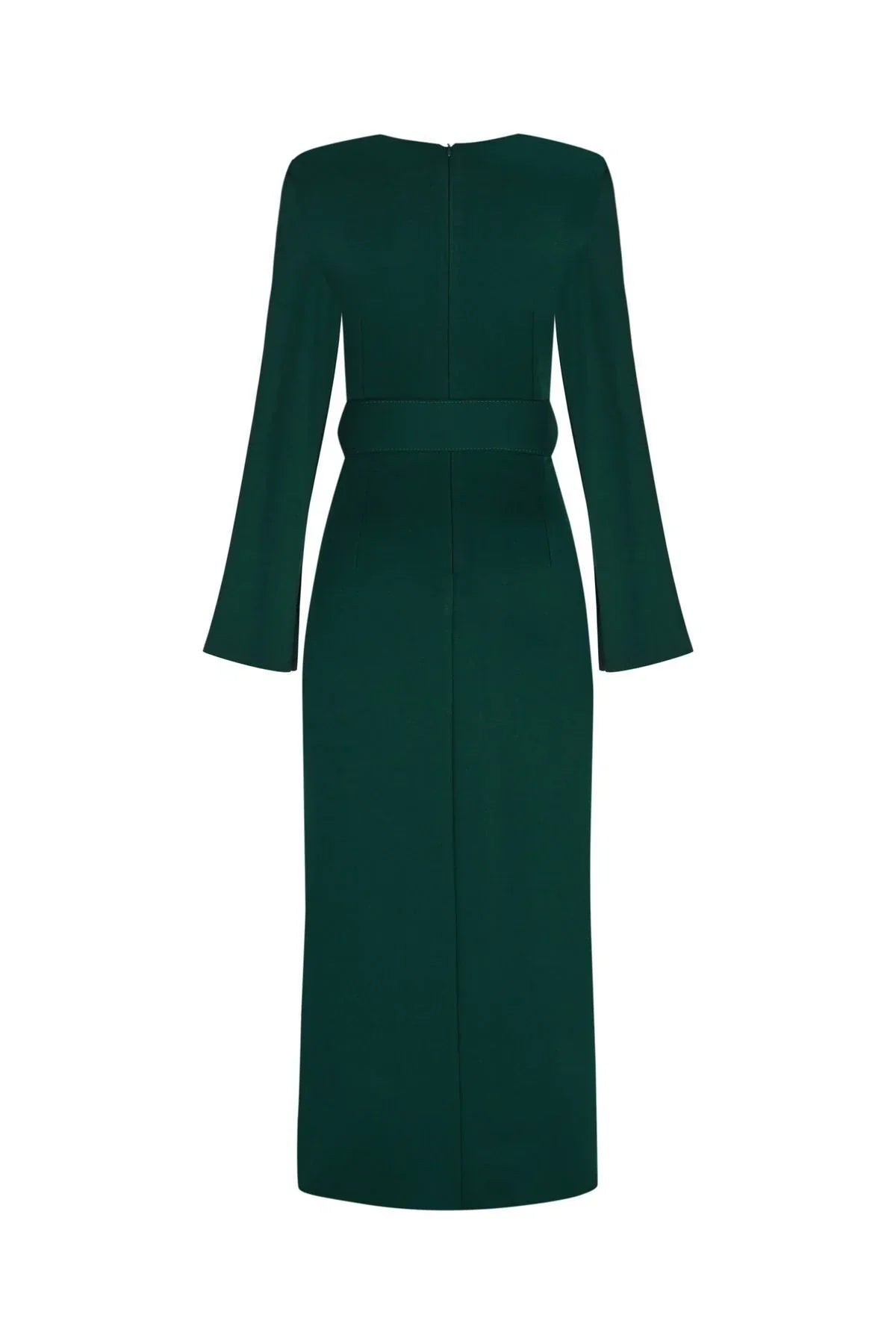 FRN LINE – Green Knit Midi Dress with Belt for Women FRN3117