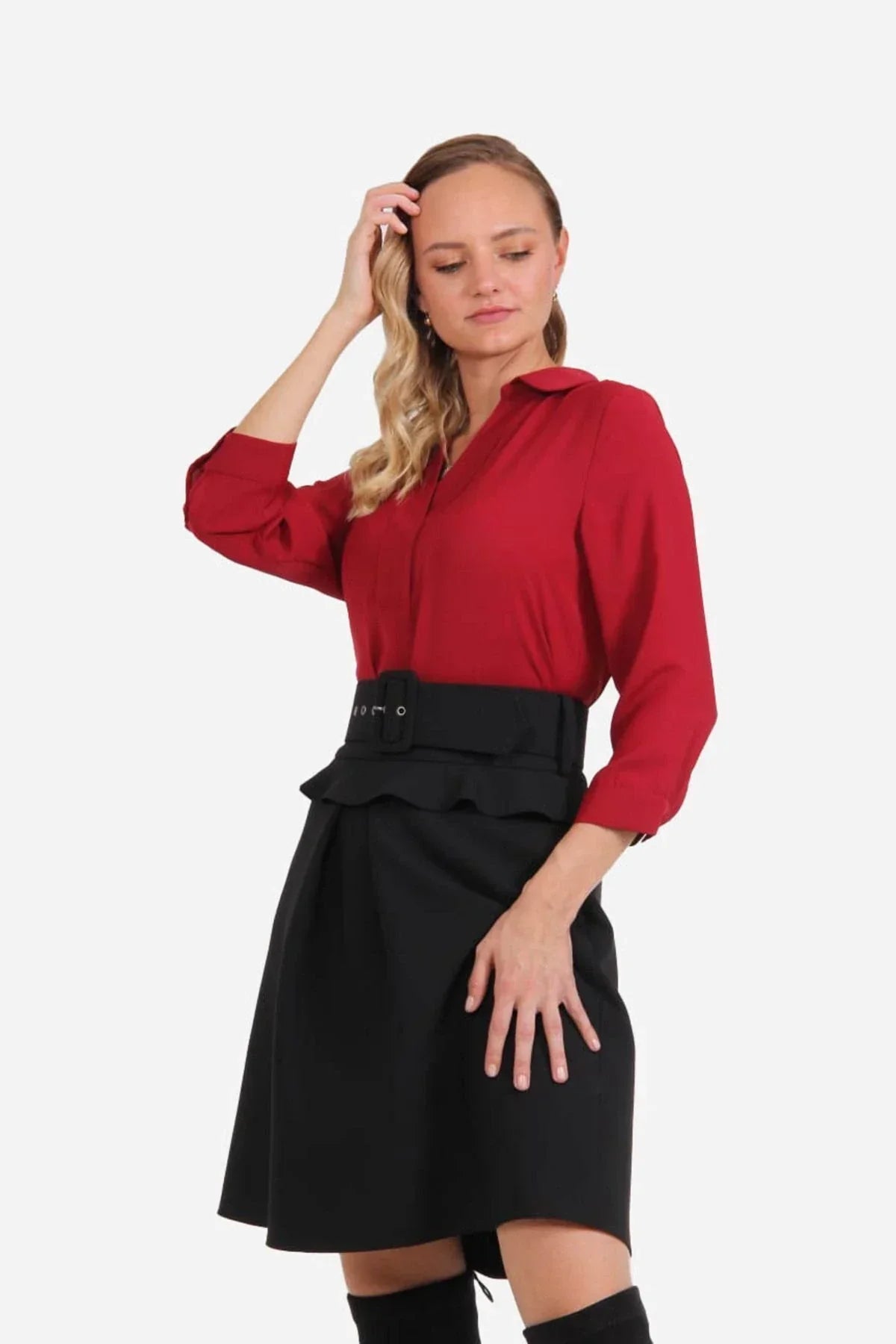 FRN LINE – Black Belted Skort with Ruffle Detail