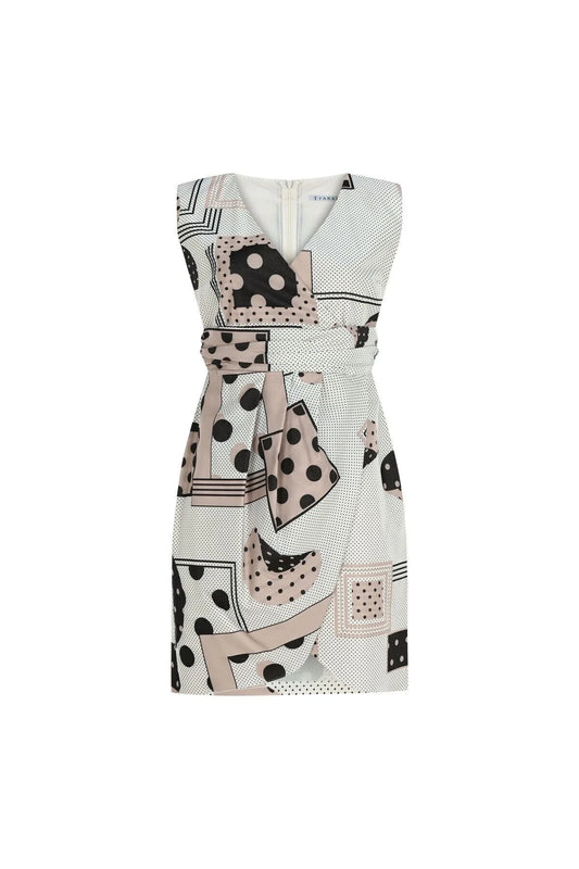 FRN LINE – White Printed Wrap Mini Dress for Women