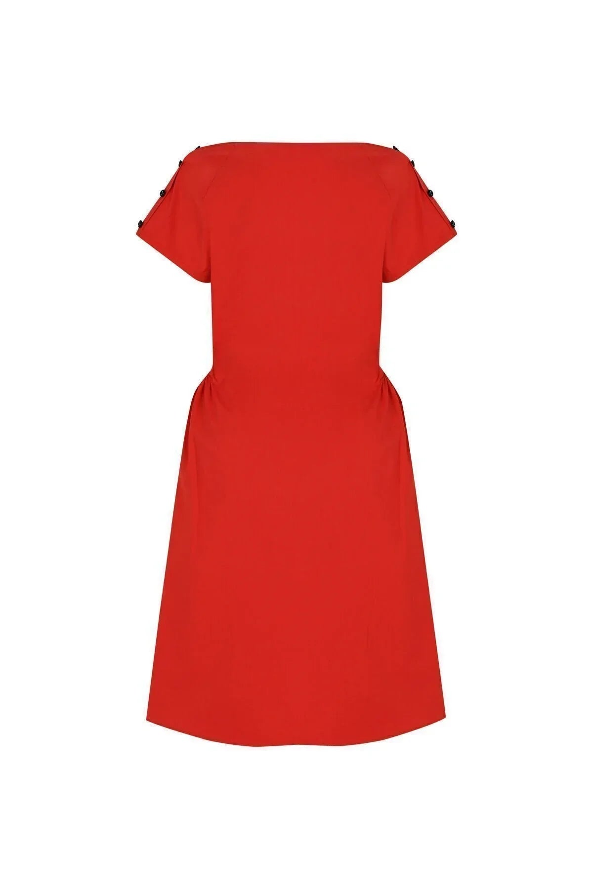 FRN LINE – Red Floral Script Print Pocket Midi Dress for Women FRN30398