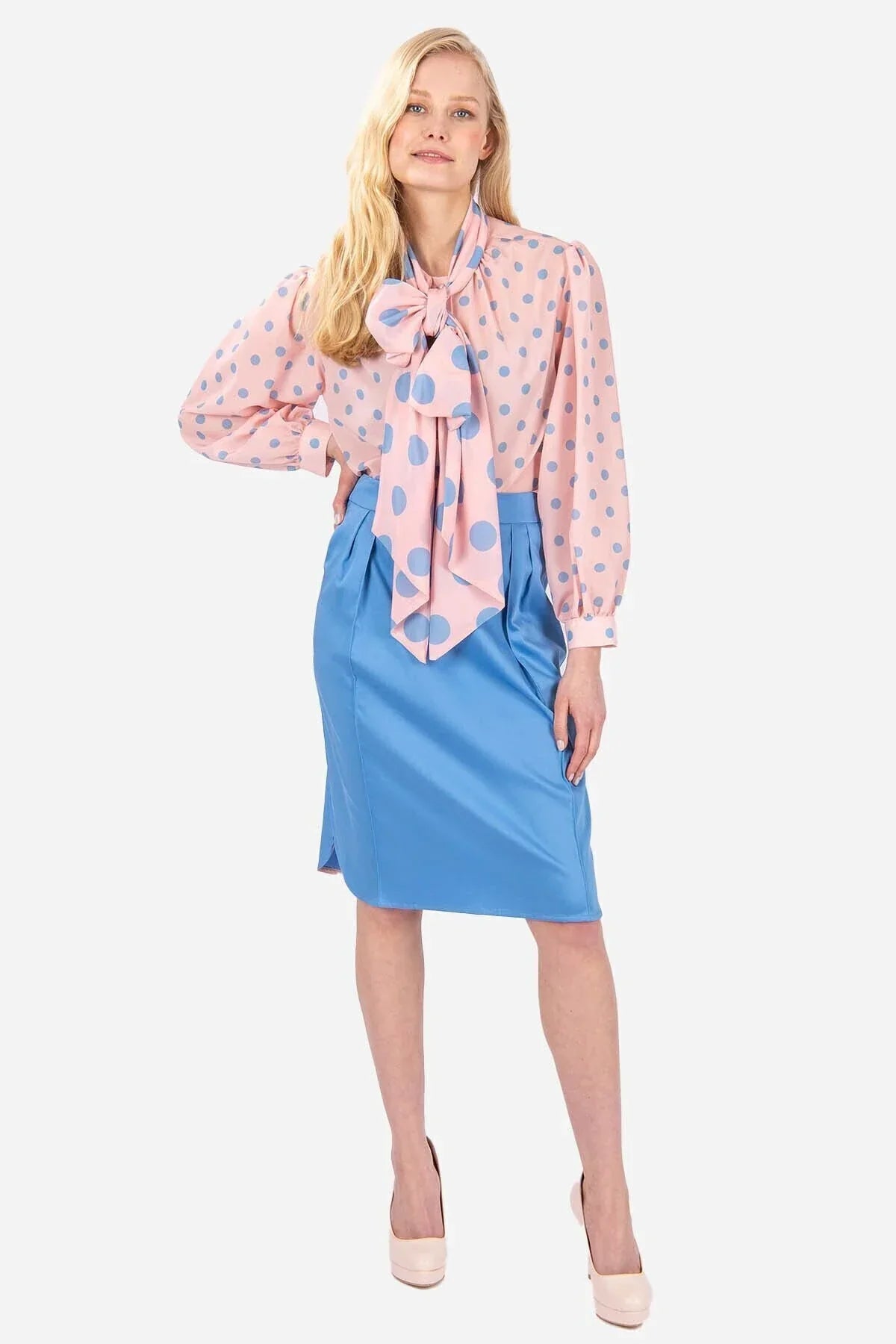 FRN LINE – High Waist Blue Pencil Skirt
