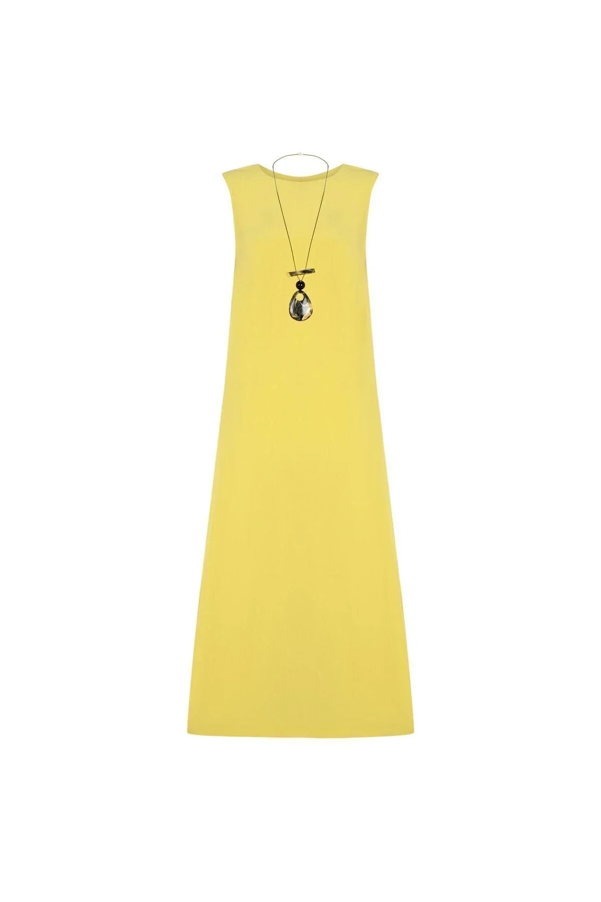 FRN LINE – Yellow Linen Sleeveless A-Line Dress for Women FRN30392