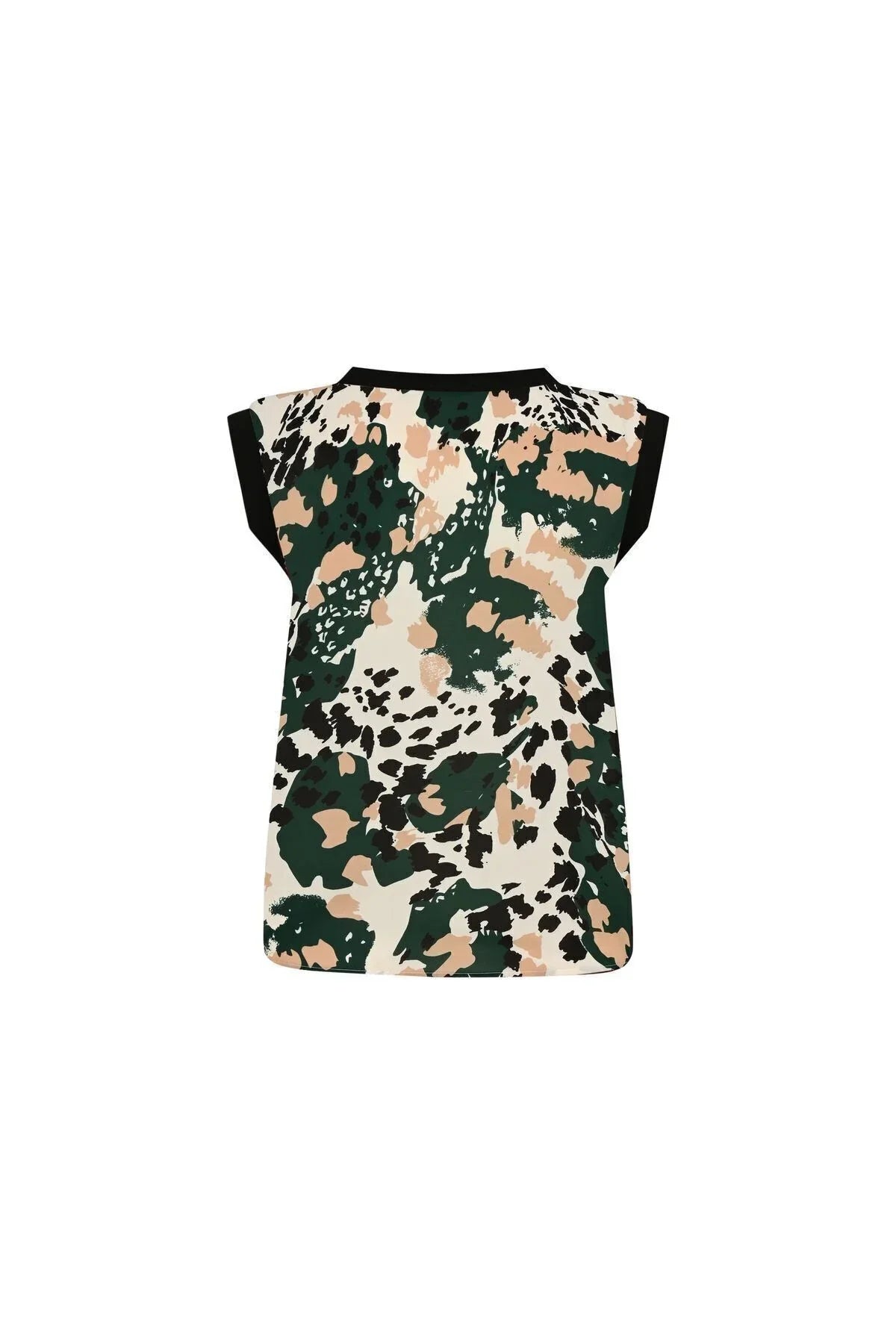 FRN LINE – Green Abstract Patterned Sleeveless Blouse for Women FRN1109