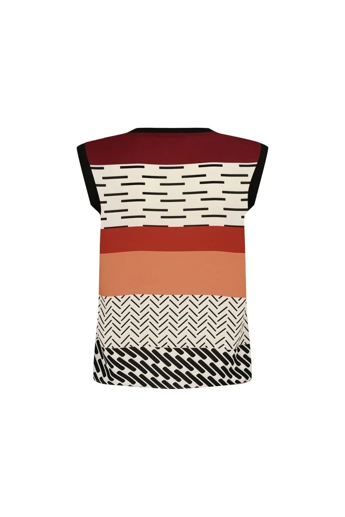 FRN LINE – Red Multicolored Patterned Sleeveless Blouse for Women [FRN1108]
