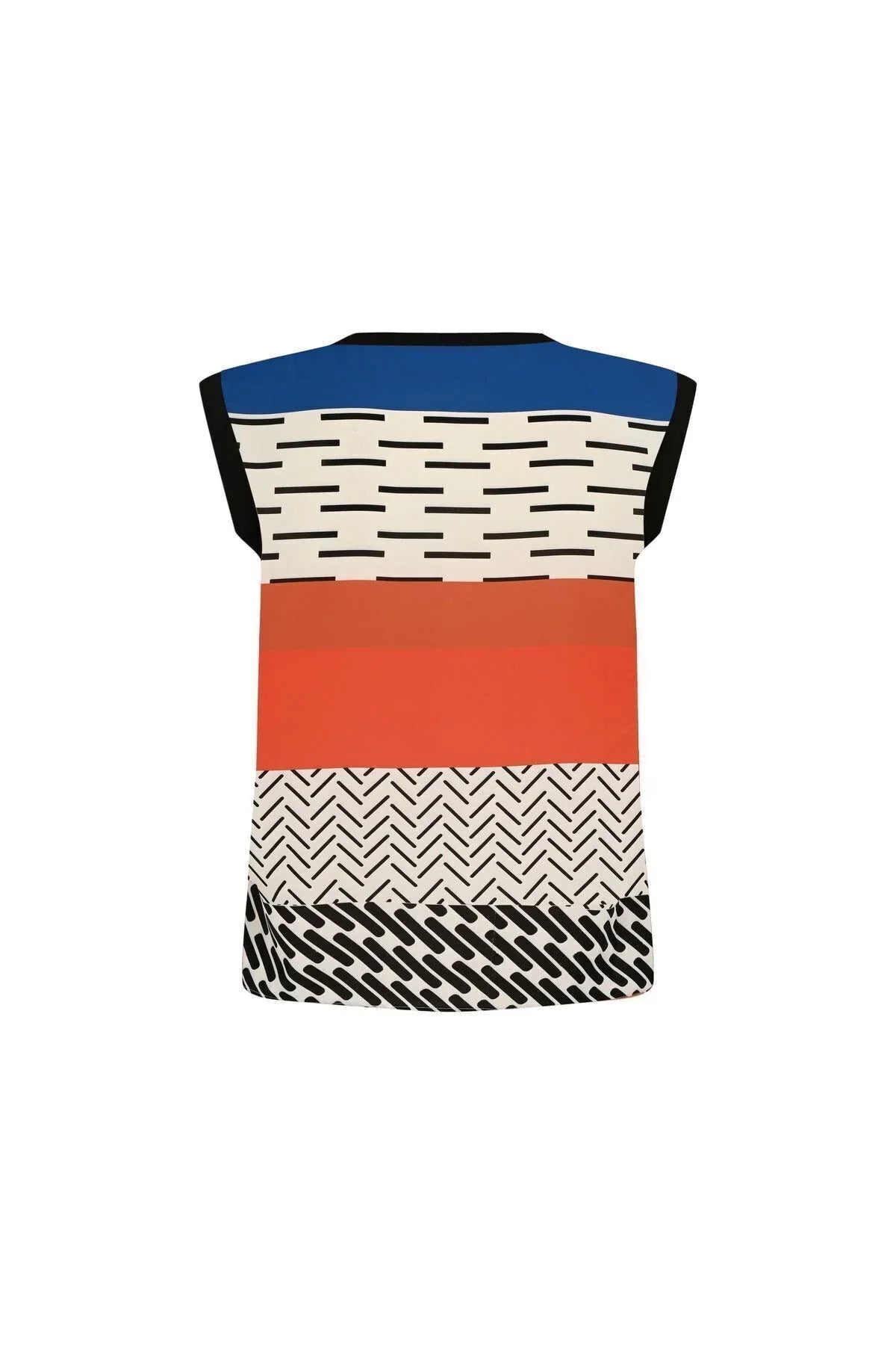FRN LINE – Blue Multicolored Patterned Sleeveless Blouse for Women [FRN1108]