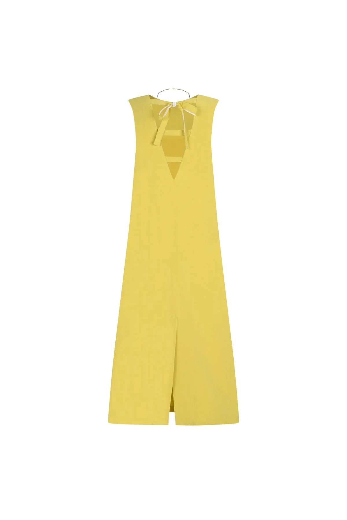FRN LINE – Yellow Linen Sleeveless A-Line Dress for Women FRN30392