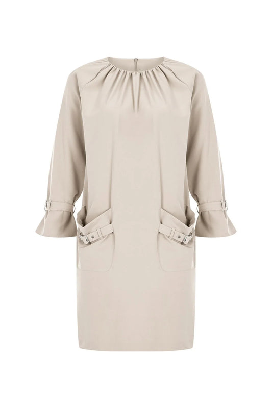 FRN LINE – Beige Buckle Detail Mini Dress for Women FRN3003