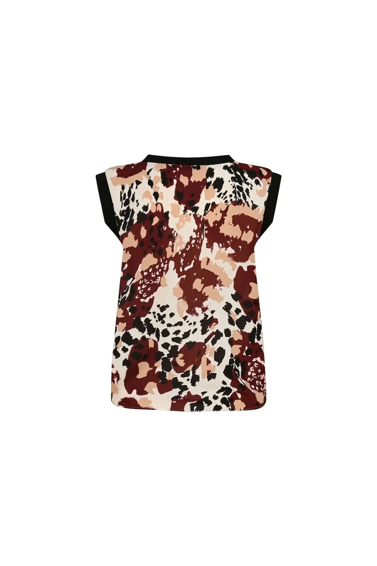 FRN LINE – Red Abstract Patterned Sleeveless Blouse for Women FRN1109