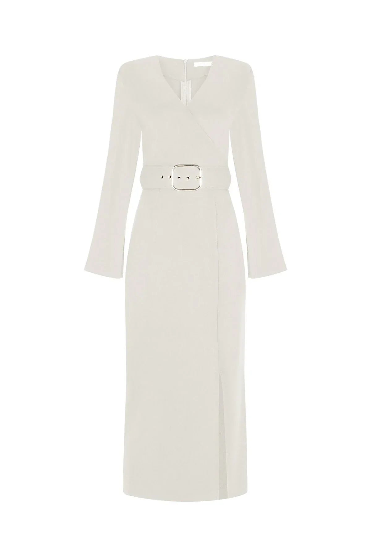 FRN LINE – White Knit Midi Dress with Belt for Women FRN3117