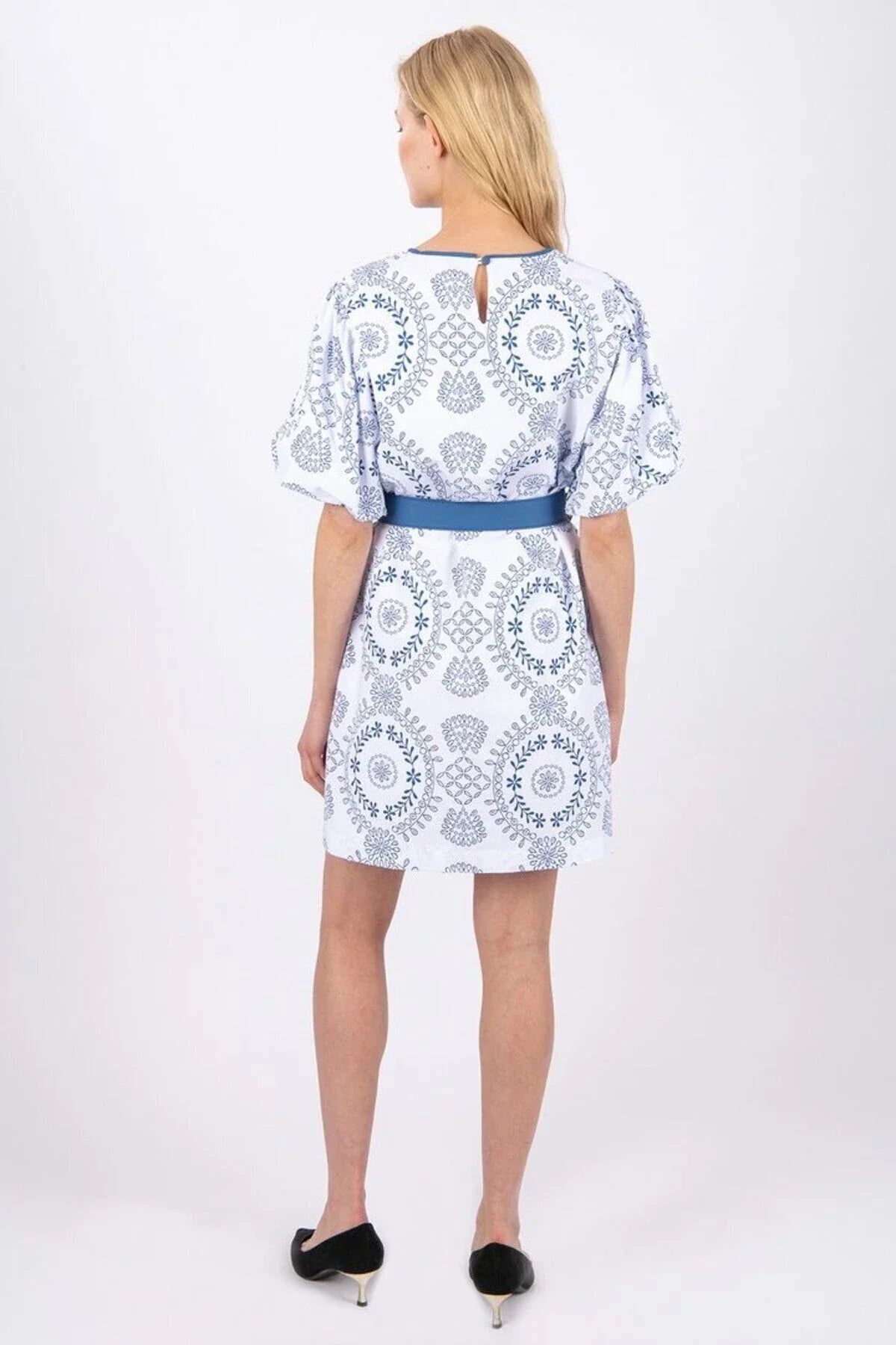 FRN LINE – Blue Broderie Short Dress for Women