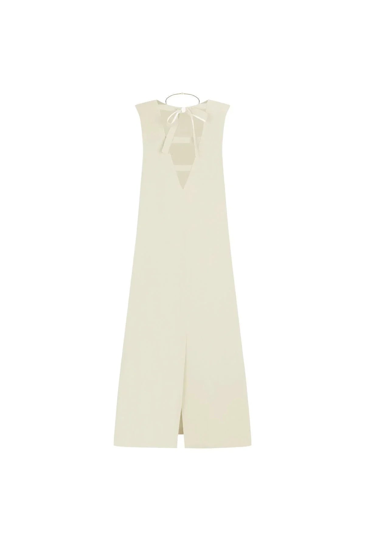 FRN LINE – Beige Linen Sleeveless A-Line Dress for Women FRN30392