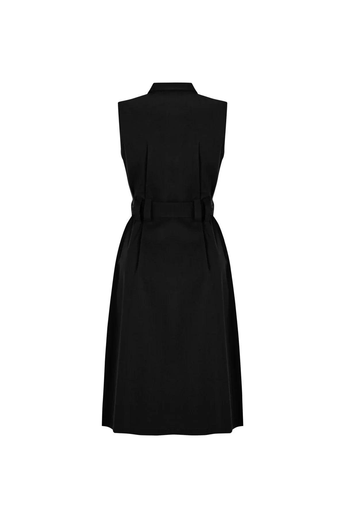 FRN LINE – Black Belted Sleeveless Shirt Dress for Women FRN30397