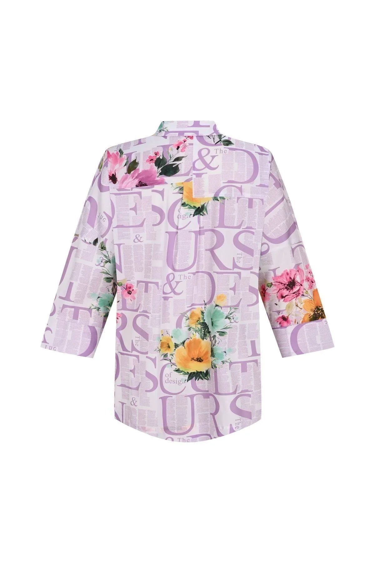 FRN LINE – Lilacc Typographic Floral Oversized Shirt for Women FRN10101