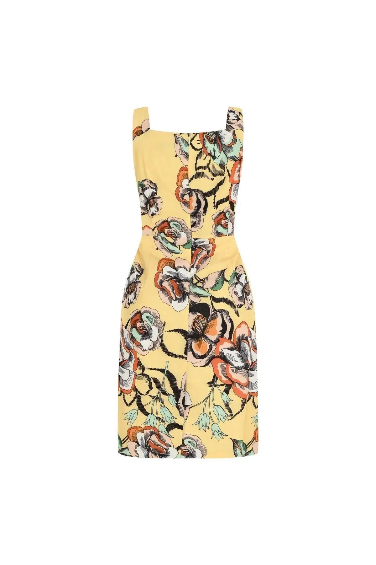 FRN LINE – Yellow Floral Patterned Cotton Mini Dress for Women FRN30390