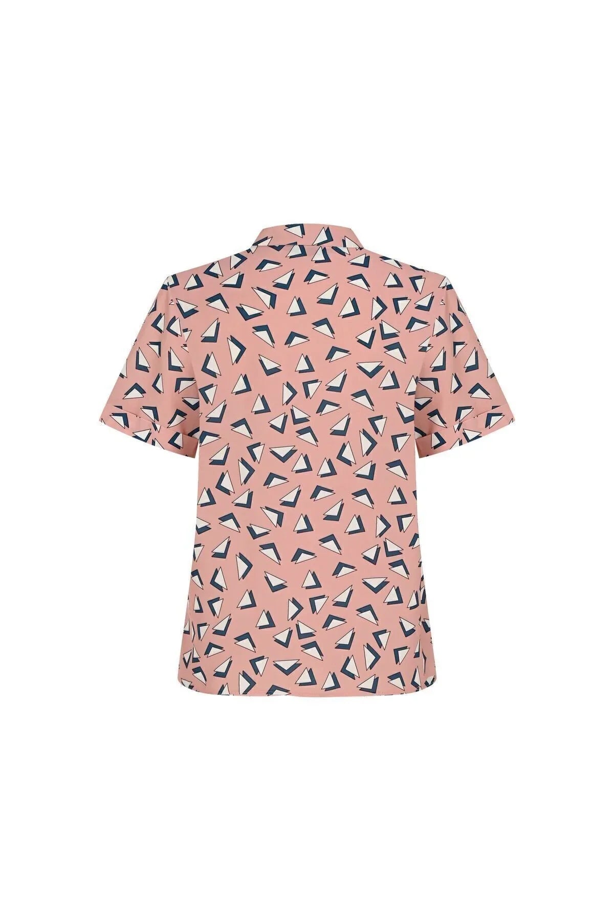FRN LINE – Pink Short-Sleeve Shirt with Ruffled Front Detail for Women FRN1008