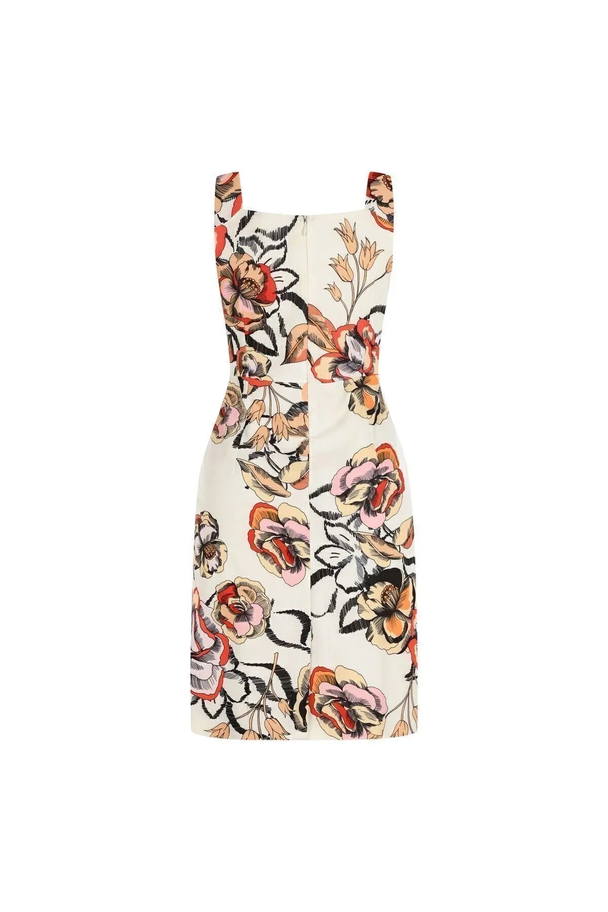FRN LINE – White Floral Patterned Cotton Mini Dress for Women FRN30390